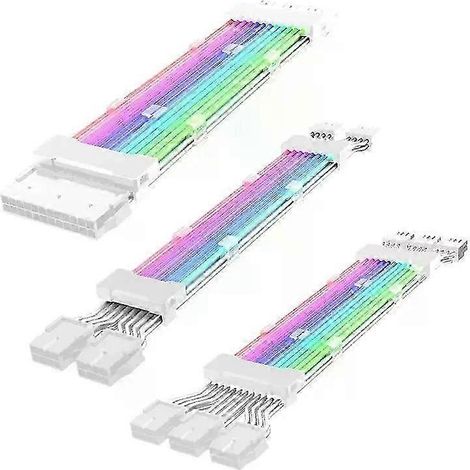 Câble d'extension d'alimentation ARGB, câble d'extension de carte mère 24 broches, câble d'extension de carte graphique 8 broches, câble d'extension d'éclairage RGB 6+2 broches. (1/5)
