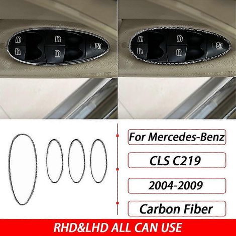 Autocollant intérieur en fibre de carbone pour levier de vitesse, lève-vitre et sortie d'air de tableau de bord Mercedes-Benz CLS C219 (2004-2009) (1/5)