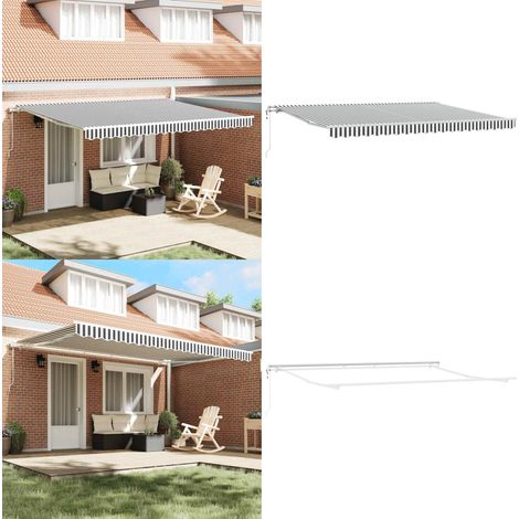Auvent rétractable automatique anthracite et blanc 450x300 cm - Auvent automatique - Protection UV (1/5)