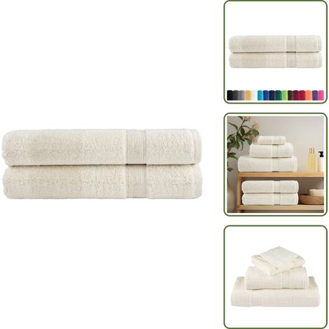 The Living Store Premium-Saunatücher SOLUND 2 Stk. Cremeweiß 80x200 cm 600 g/m² - Saunatücher (1/5)