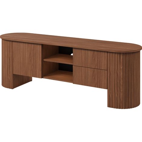 Meuble TV 1 porte 2 tiroirs 180 cm Canopée Bois foncé (1/5)