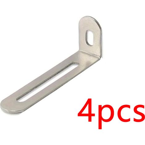 Support d'angle réglable en forme de L (argenté, lot de 4), compatible avec divers meubles, lits, chaises, tables, accessoires de quincaillerie, coloris argent et noir. (1/5)