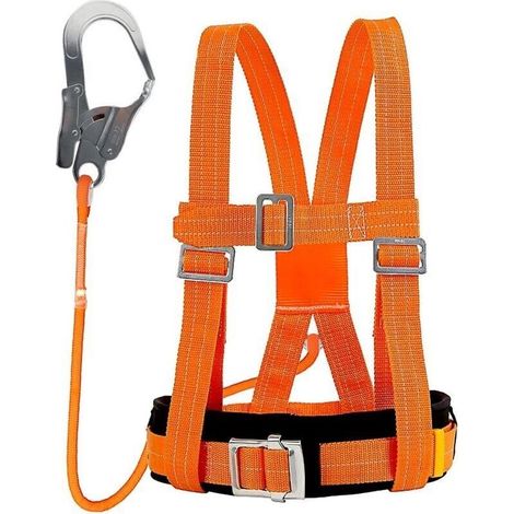 Harnais de Sécurité avec Longe, Harnais Anti Chute, Baudrier Escalade, avec Support Ventral Epaissi, Portante 100 kg, pour le Travail Aérien, les Hommes (Grande Boucle 1,6 m) (1/4)