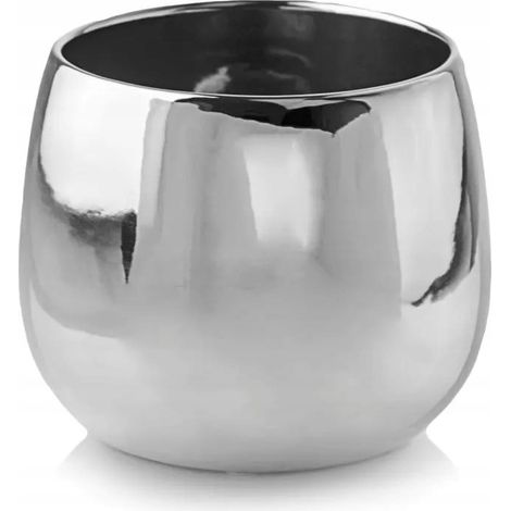 Coprivaso in ceramica, argento, rotondo, 15 cm