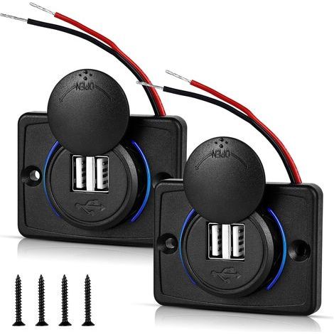 12V USB-Buchse, Dual 12V USB-Anschluss, 3,1A USB-Autoladegerät, Kfz-USB-Ladegerät für Auto, Boot, Wohnmobil, LKW, SUV, Motorrad (2 Stück) (1/5)