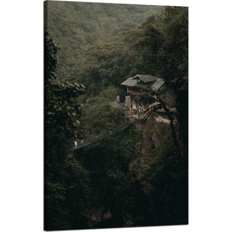 Leinwanddruck Naturhaus in den Bergen 50x80 cm
