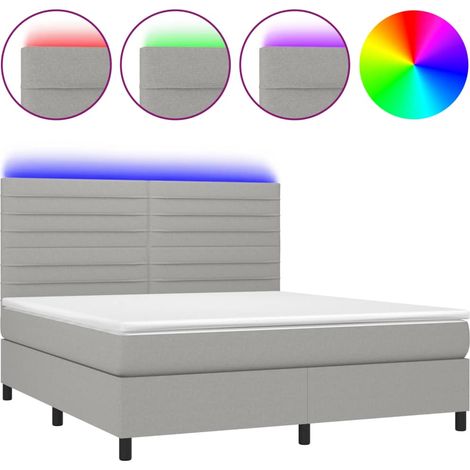 Maison Exclusive - Cama box spring colchón y luces LED tela gris
