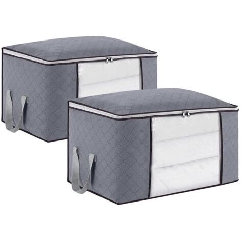Sac de Rangement pour Couette en épais Non-tissé, Sac de Rangement sous Lit, Sac de Rangement Vetement, 60 x 40 x 35 cm (1/4)