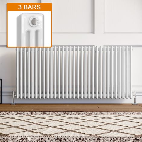 ELEGANT 600 x 1400 mm White Vertical Column Radiator Low Carbon Steel Rads Efficient Traditional Panel Designer Radiator + Chrome Thermostatic Radiator Valves (1/5)