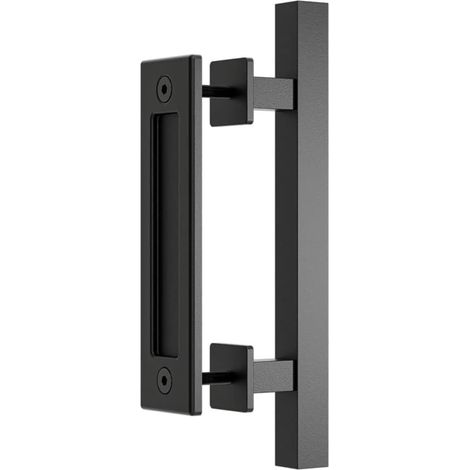 Poignée de Porte Coulissante de de Grange Coulissant Rectangle Forme 30cm Noir (1/5)