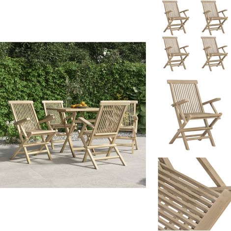 Gartenstühle 4 Stk. Klappbar Grau 56x61x89 cm Massivholz Teak - Gartenstühle - Holzgartenstühle - Klappstühle - Outdoor Möbel - Balkonmöbel (1/5)