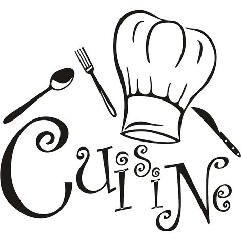Adhesivo de pared, Gorro de chef y tenedor, PVC ecológico, impermeable, decoración para cocina y comedor. (1/5)