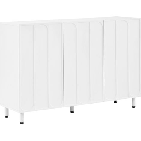 2-in-1 Schuhschrank Sideboard Weiß mit 3 Türen, verstellbaren Böden und Metallfüßen (1/5)