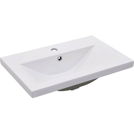 MAISON LA VIE Vasque - Lavabo encastré pour salle de bain - 61 x 39,5 x 18,5 cm Céramique Blanc