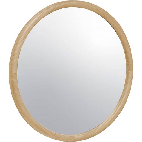 60cm round pine wooden mirror, Georgia, Natural, 60x3x60 cm