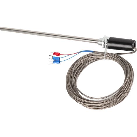 Sonde de température PT100 M12, capteur thermocouple en acier inoxydable, 200mm, 0-400°C, câble 5m (1/5)