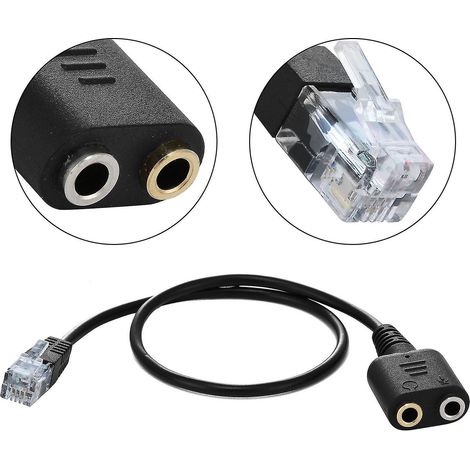 Câble adaptateur répartiteur audio mâle vers 2 x 3,5 mm femelle pour casque/microphone, adapté aux téléphones fixes. (1/5)