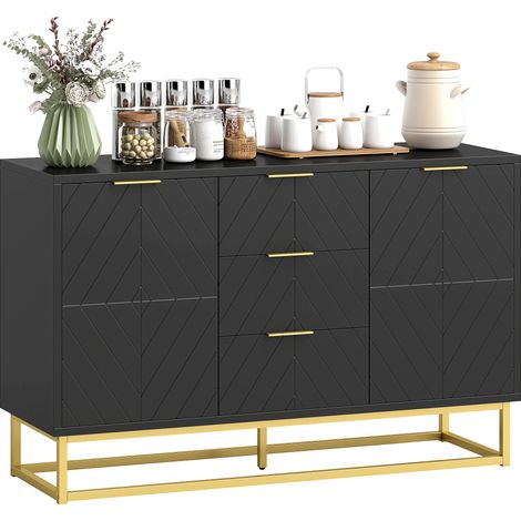 HOMCOM Sideboard Storage Cabinet with Adjustable Shelves, Black (1/5)