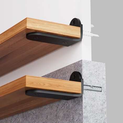 4 Pack Shelf Bracket 15cm, Heavy Duty Metal L Wall Brackets for Shelves with 5mm Thick and 70Kg Load Capacity, Black (1/5)