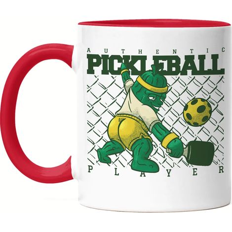 Mug de pickleball authentique rouge, design humoristique pour joueurs, cadeau pour un ami sportif (1/4)