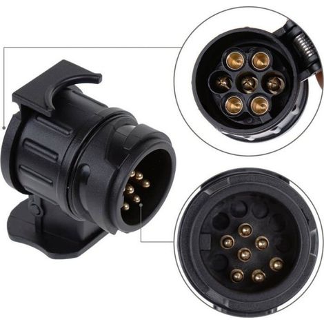 Adaptateur Prise 13 Broches vers 7 Broches - Étanche - Pour Remorque - Compatible Véhicule 13 Broches et Remorque 7 Broches - 1 Pièce (1/5)