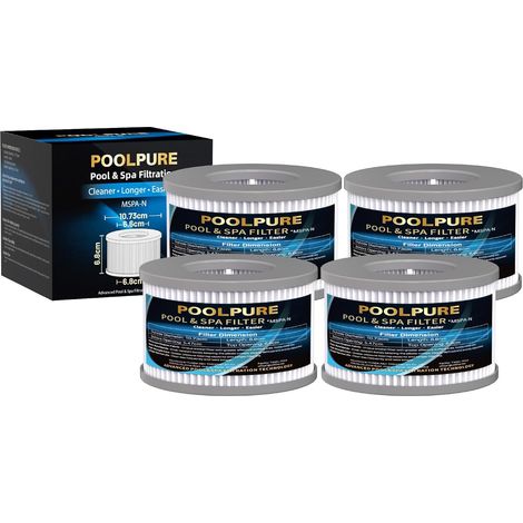 Lot de 4 cartouches filtrantes compatibles avec FD2089 LF90 - Filtre de rechange pour jacuzzi gonflables et spas - Convient aux modèles à partir de 2020 (1/5)