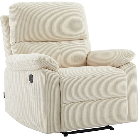 Fauteuil relax électrique en velours côtelé beige LUNANO (1/5)