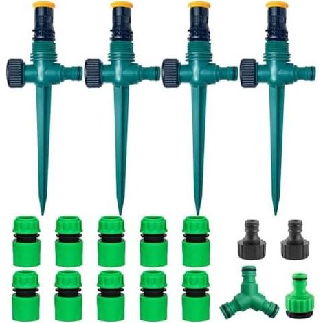 Gartensprenger, automatisches Gartenbewässerungssystem, 360°-Rasensprenger, multifunktionaler, verstellbarer Gartensprenger mit 1/2"- und Y-Schlauchanschlüssen, Sprenger, Rasenbewässerung (Set 1) Set  (1/5)