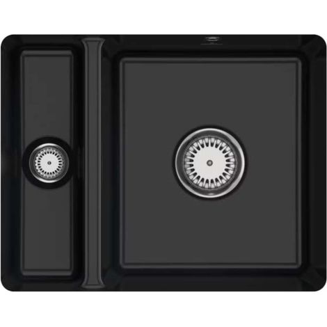 Évier encastré VB Subway 60 XU 545x440mm avec bonde IB droite en céramique Ebony cplus (1/2)