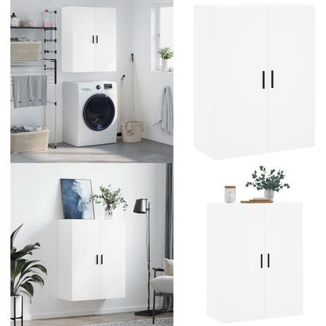 Armoire murale blanc 69,5x34x90 cm - Armoire Murale - Meuble De Rangement - Armoire Blanche - Armoire Suspendu - Buffet Mural - Home & Living (1/5)