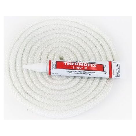 Joint rond tressé (blanc) ø 8 mm x 2.5 m + colle