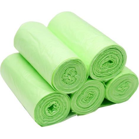 Lot de 200 sacs poubelle biodégradables, 10 litres - Sacs poubelle compostables de 10 L - Sacs poubelle recyclés biodégradables pour cuisine et bureau - Vert - 45 x 50 cm (1/5)