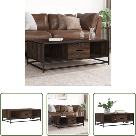 Couchtisch -  Couchtisch Braun Eichen-Optik 100x57x35 cm Holzwerkstoff Metall (1/5)