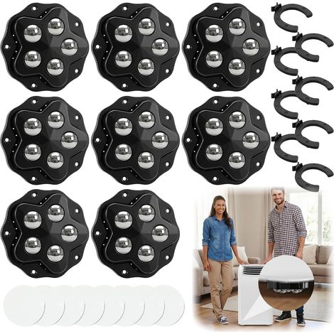 Möbelrollen, Universal-Kugellagerrollen, 360° drehbare Riemenscheibe, Mini-Lenkrollen mit 8 Bremsen und 8 Aufklebern, für Möbel, Aufbewahrungsboxen, Mülleimer (1/5)