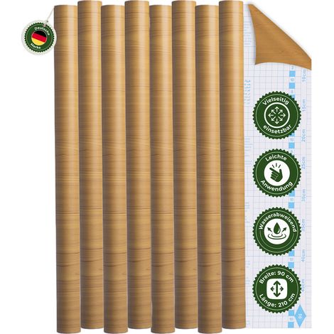Klebefolie Klebefolie Möbel – Möbelfolie selbstklebend Holzoptik Fichte Beige 2er Set, 2 x 90 x 210 cm, zuschneidbar, rückstandsfrei entfernbar – Veluxis