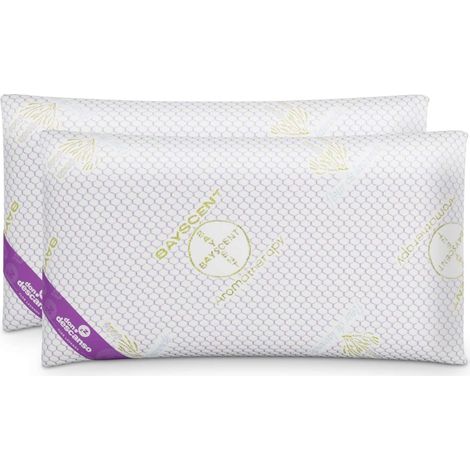 Nalui Almohadas Copos Viscoelástica Blanco Lavanda Pack 2 (70x38 cm), Firmeza Media