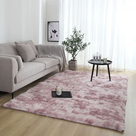 Tapis Chambre Shaggy Tapis pour Salon Tapis De Sol Grand pour Couloir Soft Tapis à Poils Longs Moelleux Tapis Antidérapant Intérieur Moelleux pour Salon Chambre Enfants,60x160cm ,Rose-Mauve (1/5)