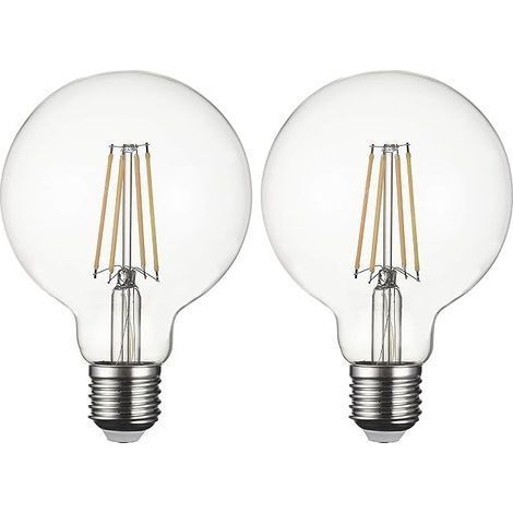 Ampoule LED Globe E27 G95 à filament, sans scintillement à vis Edison 8W (équivalent ampoule incandescente de 75W) 850 lm blanc chaud 2700 K, non variable - Lot de 2 [Classe énergétique F] (1/4)