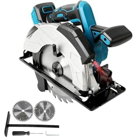 Scie circulaire sans balais compatible avec batterie Makita 18V 5000 tr/min 850W coupe en biseau 0-45°, scie circulaire sans fil avec éclairage LED (sans batterie)