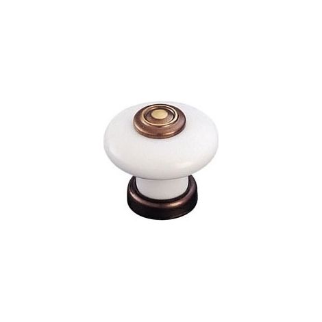 Bouton porcelaine - Diamètre : 30 mm - Décor : Blanc / Bronze - FOSUN (1/2)