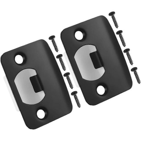 Set aus 2 Schließblechen aus Edelstahl mit Schrauben, robuste Stahlkonstruktion für Haustüren (1/5)