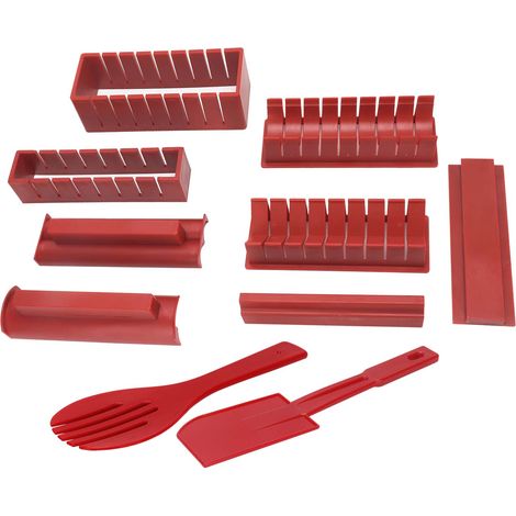 Kit de fabrication de sushis à faire soi-même, moule à sushis japonais en plastique, accessoire de cuisine rouge (1/5)