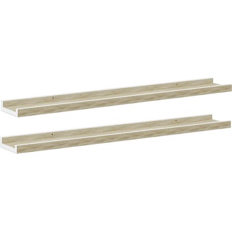 Maison Exclusive - Wandregale 2 Stk. Weiß und Sonoma-Eiche 80x9x3
