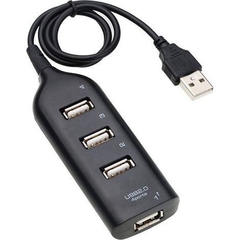 (Nero) Splitter multi-USB 2.0, adattatore USB ad alta velocità a 4 porte per laptop, accessori per computer (1/5)