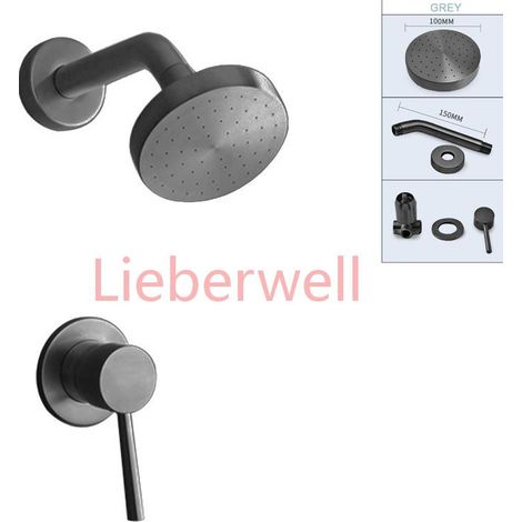 Kit de mitigeur de robinet de douche caché en or Rose brossé, douche de pluie murale, salle de bains, Kit de robinet de douche à poignée unique chaude et froide (1/4)