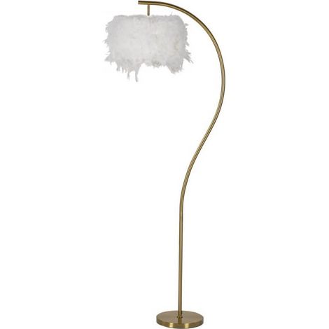 Lampada da Terra Semi Arc 60x33x170 cm - Piantana Glam in metallo dorato con piume sintetiche - Attacco E27, 40W, 220V, Design moderno (1/5)