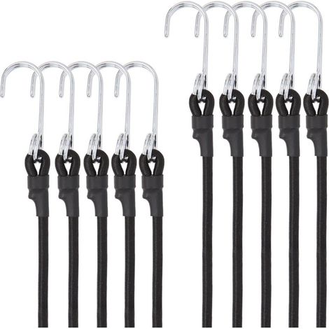 Spanngummis mit Haken, 10er Set, 30cm, Schwarz, für Anhänger, Zelt, Plane (1/5)
