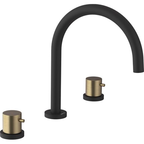 Sapho Ultramix - Mélangeur lavabo, montage 3 trous, noir mat/doré mat UT017BG (1/2)