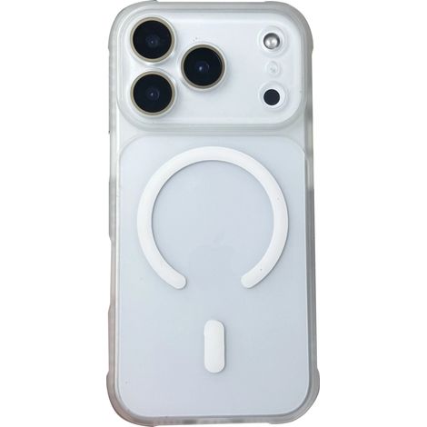 Étui de protection à chargement sans fil pour iPhone 15 Pro, avec aimant et finition transparente givrée antichoc. (1/5)