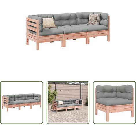 Douglasienholz - 3-tlg. Garten-Sofagarnitur mit Kissen Massivholz Douglasie (1/5)